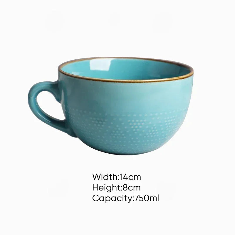 Nisu Home Stoneware Cup in turquoise with elegant design and 750ml capacity