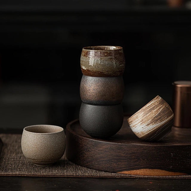 Nisu Home Stoneware Mug Set with Unique Textures and Earthy Tones for Coffee and Tea
