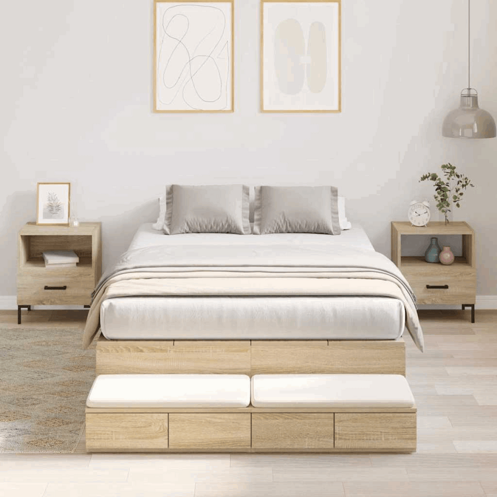 vidaXL Storage Bed Frame with Drawer Sonoma Oak 236.5 x 120 x 31.5 cm vidaXL