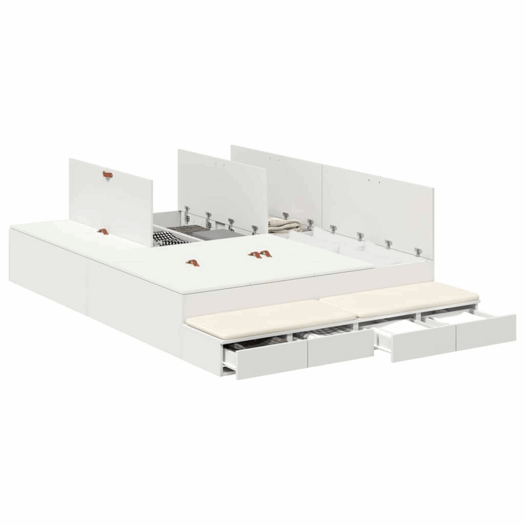 vidaXL Storage Bed Frame White 236.5 x 140 x 31.5 cm Engineered wood vidaXL