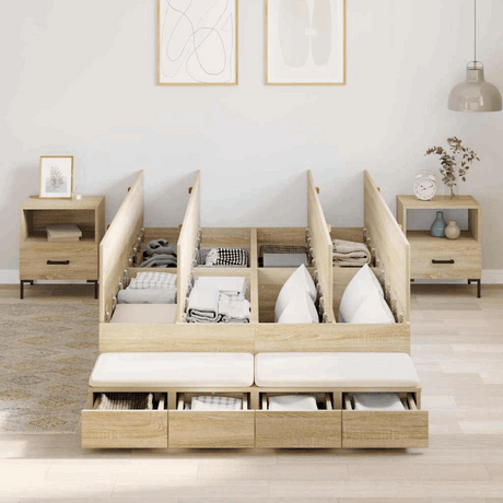 vidaXL Storage Bed Frame with Drawer Sonoma Oak 236.5 x 120 x 31.5 cm vidaXL
