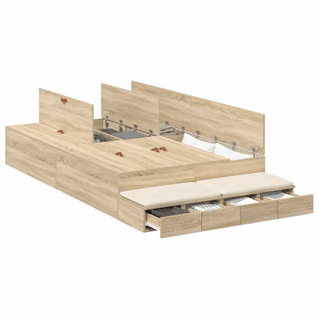 vidaXL Storage Bed Frame with Drawer Sonoma Oak 236.5 x 120 x 31.5 cm vidaXL