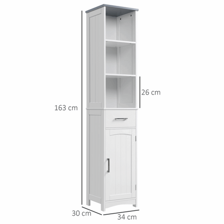 Tall Bathroom Storage Cabinet, Slim Freestanding Linen Tower, White Unbranded