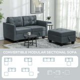 Convertible modular sectional sofa with ottoman and storage features for versatile living spaces
