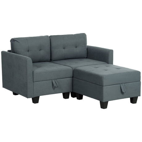 Wise Galleria Storage Sofa in plush grey with a contemporary design and hidden storage compartment