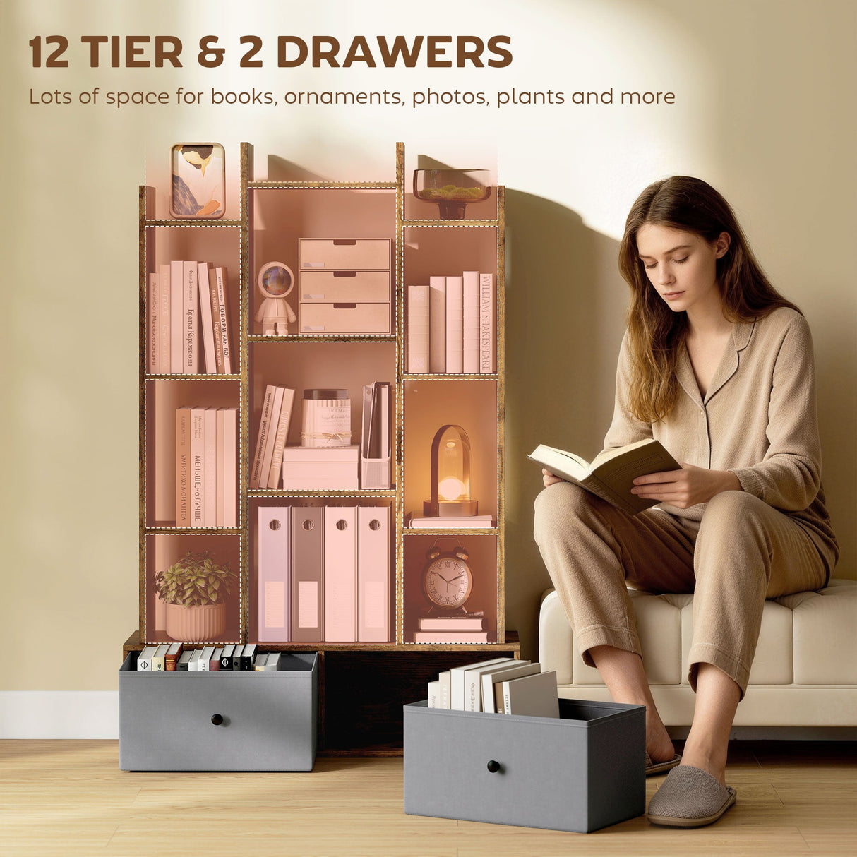 Wise Galleria 12 Tier Storage Unit with 2 Drawers for books, photos and ornaments