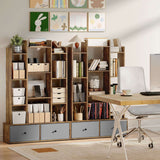 Stylish wooden storage unit with shelves and drawers for an organised workspace