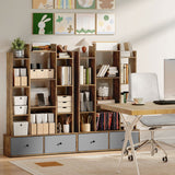 Stylish wooden storage unit with shelves and drawers for an organised workspace