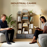 Industrial storage unit featuring shelves and drawers for stylish home organisation