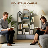 Industrial storage unit with shelves and drawers, enhancing home decor while providing ample storage space