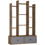 Stylish wooden Storage Unit with open shelves and two drawers for modern home organisation