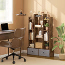 Elegant wooden storage unit with multiple shelves and drawers, ideal for home office organisation