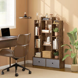 Elegant wooden storage unit with multiple shelves and drawers, ideal for home office organisation