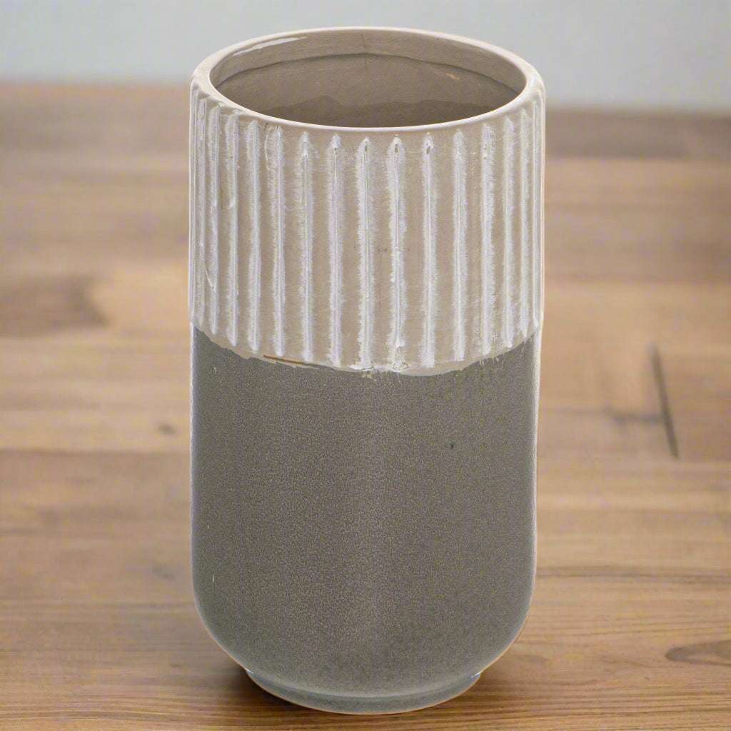 Mason Collection Grey Ceramic Straight Vase GREY CERAMIC Shades 4 Seasons