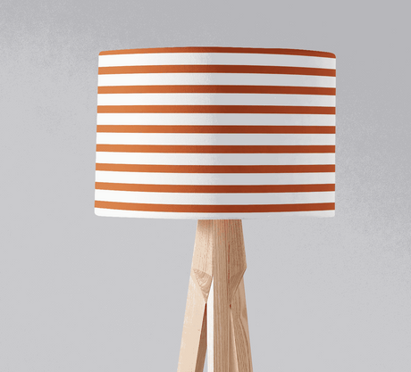 Striped lampshade in orange and white for modern decor by Shadow Bright