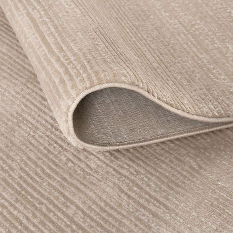 Beige Striped Rug with a textured finish, perfect for adding warmth to any room