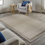 Elegant striped rug with subtle grey tones, ideal for modern home decor