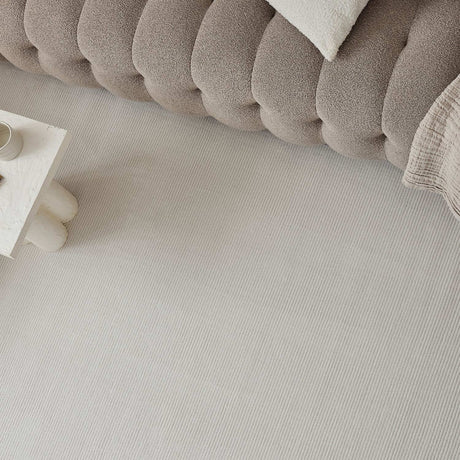 Elegant Striped Rug in neutral tones, perfect for enhancing modern living spaces and adding texture