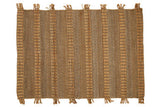 Orsina Striped Rug in earthy tones featuring textured stripes and tassels for a stylish home decor
