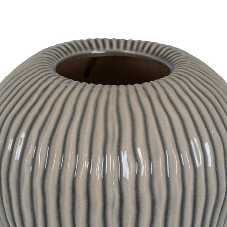 Shades 4 Seasons Striped Vase in Grey with a Textured Surface for Elegant Home Decor