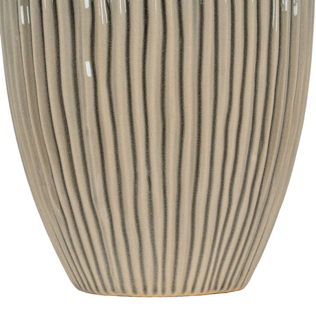 Striped Vase by Shades 4 Seasons in beige with textured ribbed design for elegant home decor
