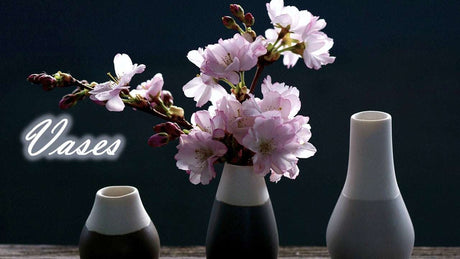 Shades 4 Seasons Striped Vase with Cherry Blossom Flowers for Elegant Home Decor