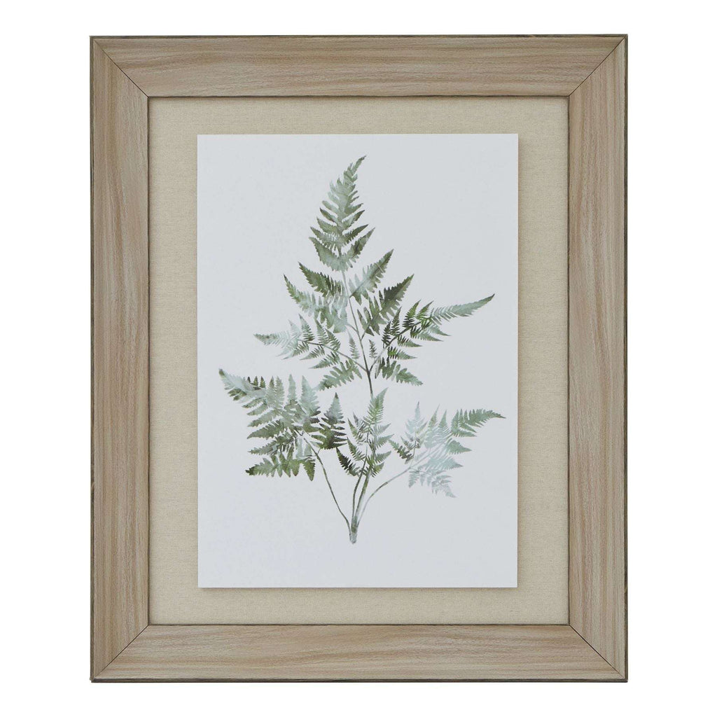 Watercolour Bracken Fern In Washed Wood Frame BROWN WOOD Shades 4 Seasons