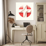 Abstract Wall Art Canvas with a modern geometric design in red and white, enhancing home decor