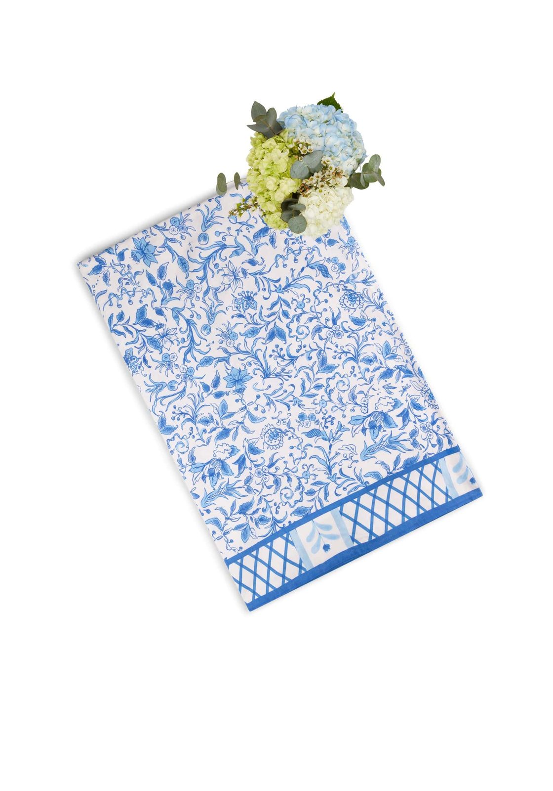 Casa by Josephine Jenno Cotton Tablecloth with Floral Blue Pattern, Perfect for Elegant Dining Experiences