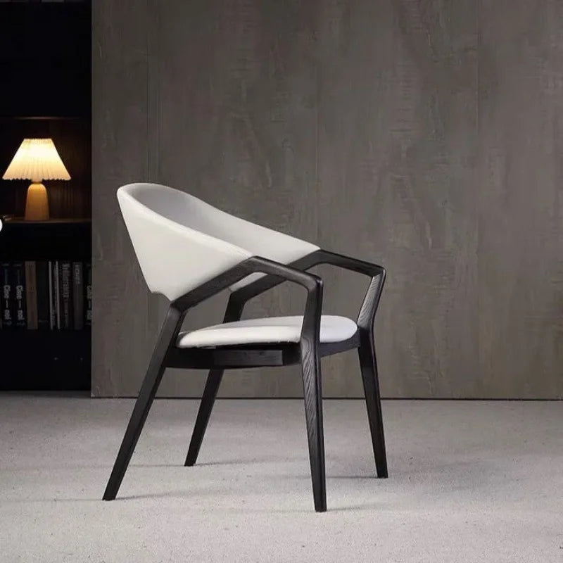 Nisu Home Stylish Modern Chair with Ergonomic Design in White and Black Finish