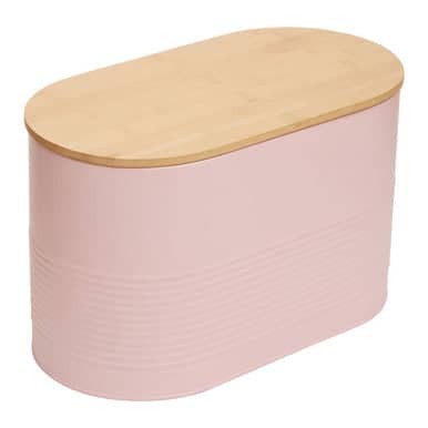 Orsina Stylish Pink Bread Bin with Wooden Lid Orsina