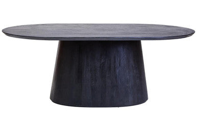 Perdoba Oval Mango Wood Black Finish Dining Table Orsina