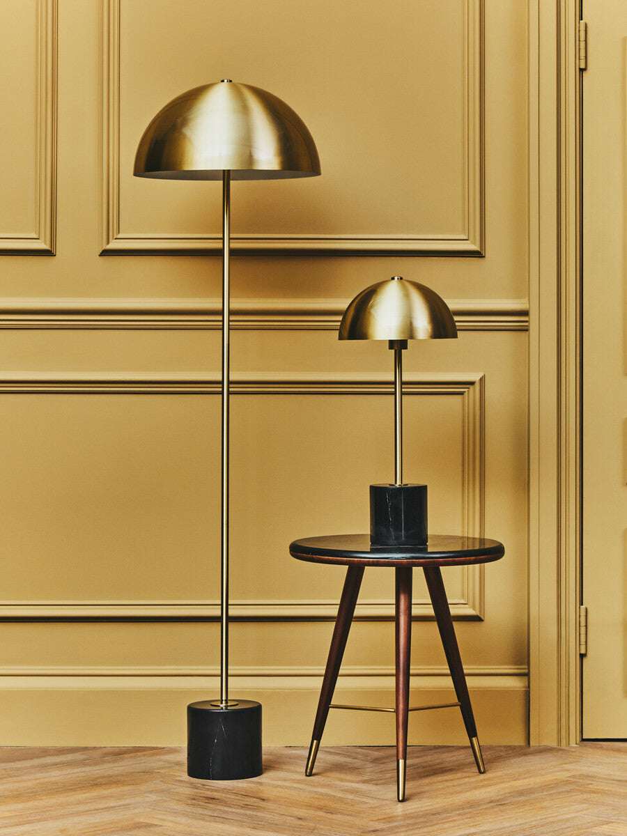 Orsina Floor Lamp in Stylish Gold Finish with Modern Design and Matching Table Lamp