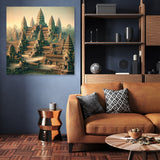 Stunning Wall Art Canvas featuring ancient temple architecture in a serene living room setting