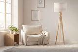 Shadow Bright modern lampshade on a wooden floor lamp in a stylish living room setting