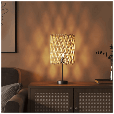 vidaXL Rattan Lampshade Table Lamp with Elegant Pattern for Home Decor