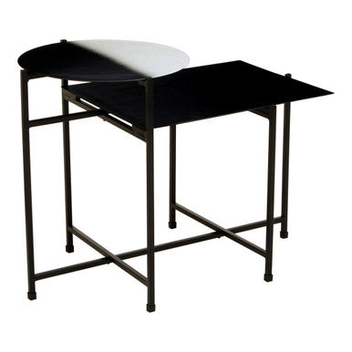 Orsina Modern Side Table in Black and White Design with Sleek Metal Frame