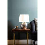 Amiya Dimple Effect Table Lamp In Chrome With Fabric Shade Orsina