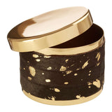 Orsina Decorative Trinket Box with Gold Lid and Textured Black Base for Storing Small Items