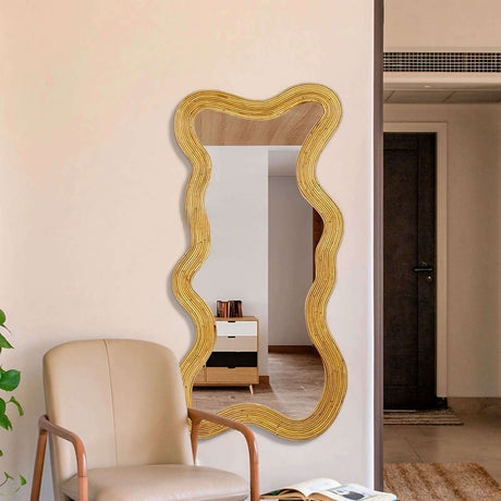Stylish Nisu Home Wall Mirror with a unique wavy design, perfect for modern home decor