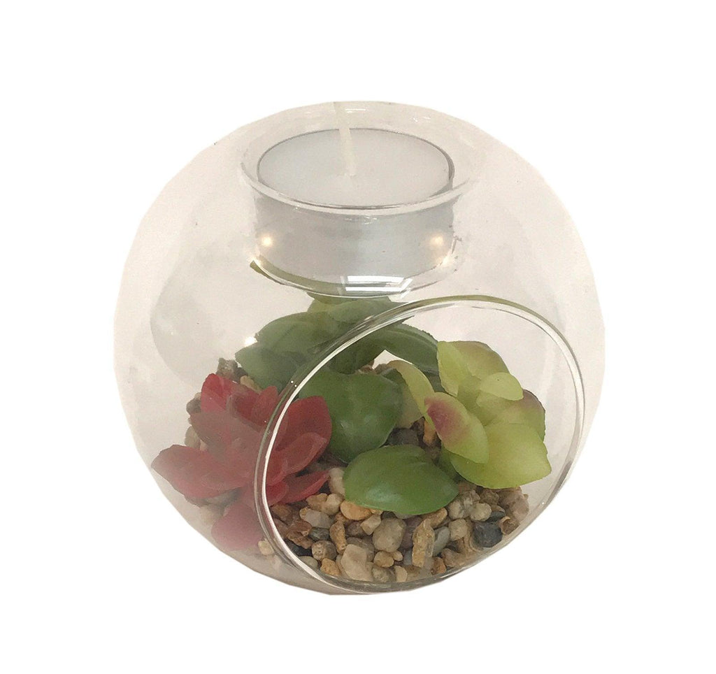 Succulent In Glass Terrarium with TeaLight Holder Geko Products