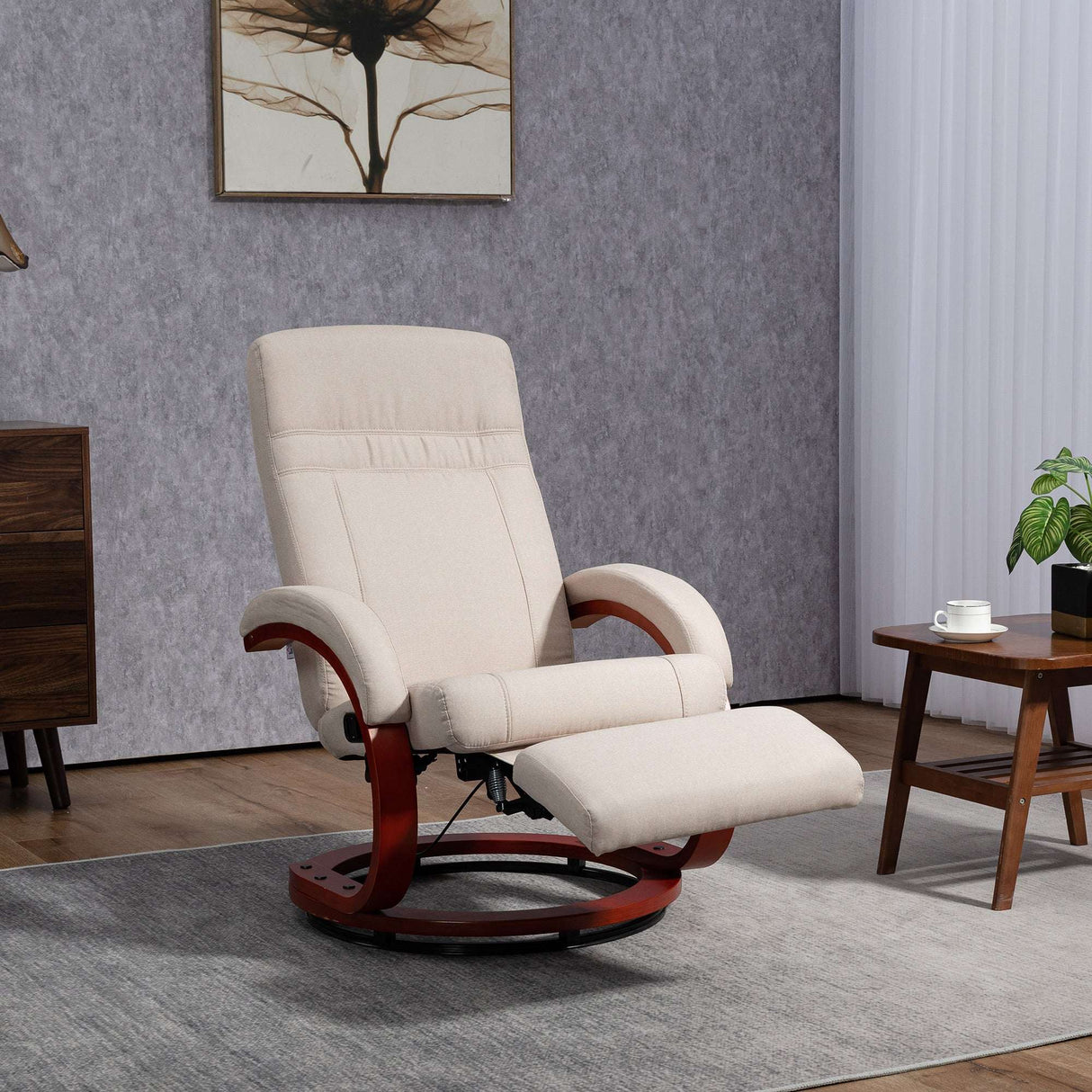 Comfortable Wise Galleria Swivel Chair with reclining feature and elegant wooden base in a modern living room
