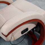 Comfortable beige Swivel Chair with wooden accents and ergonomic design for home relaxation