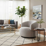 Bordo Textured Grey Curved Swivel Chair Orsina
