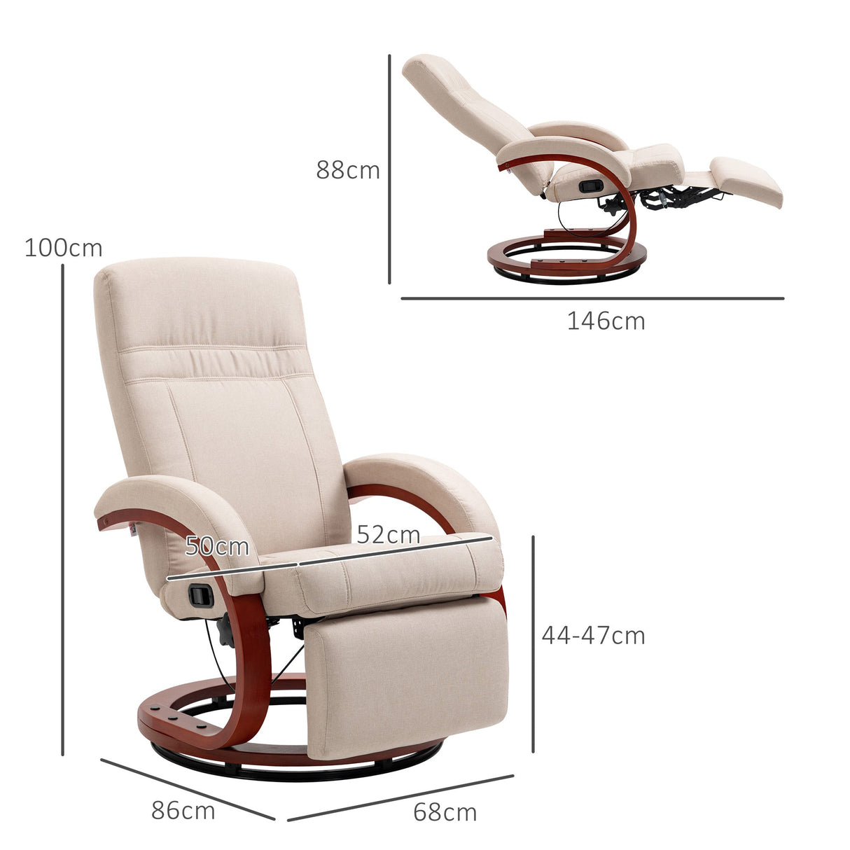 Comfortable Wise Galleria Swivel Chair with Reclining Feature and Stylish Design in Cream Colour