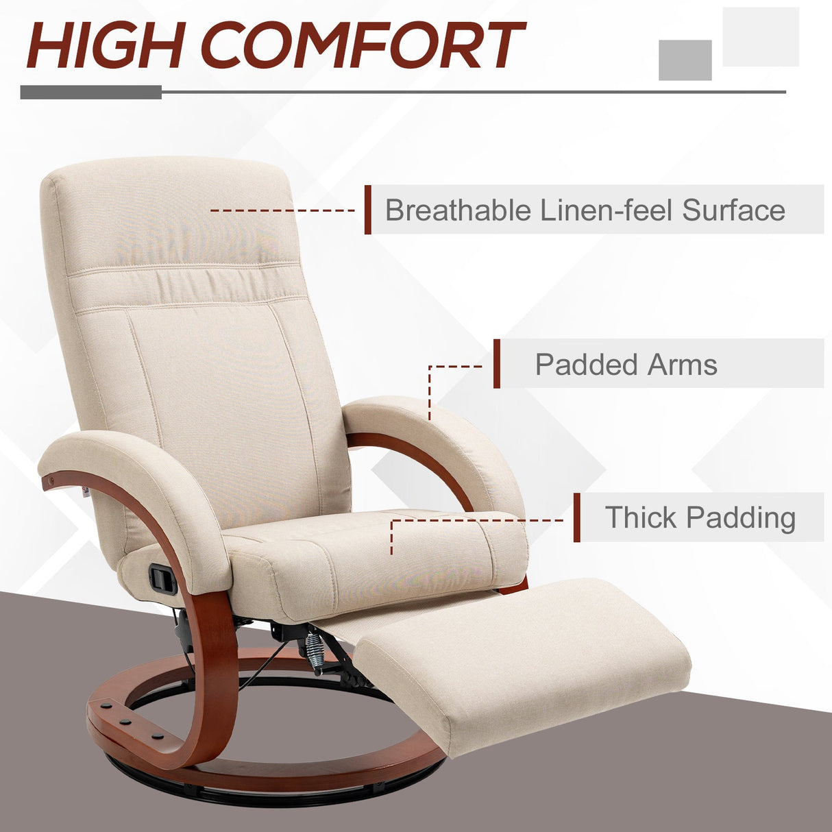 Wise Galleria Swivel Chair with breathable linen feel surface and thick padding for comfort