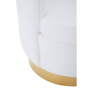 Orsina Swivel Chair with a plush white upholstery and a stylish gold base