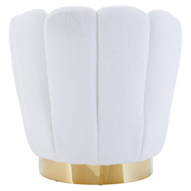 Orsina Swivel Chair in White with a Soft Texture and Stylish Gold Base