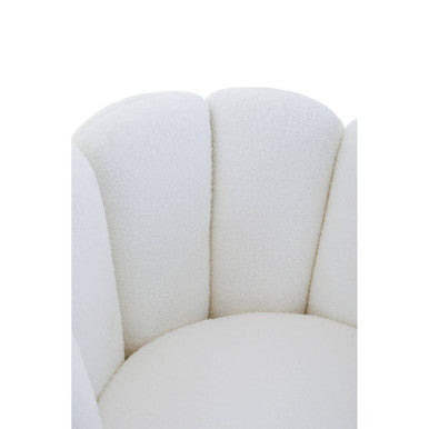 Orsina Swivel Chair with Soft White Velvet Upholstery and Curved Backrest for Modern Decor