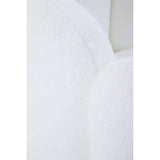 Orsina Swivel Chair in plush white fabric featuring soft curves and modern design